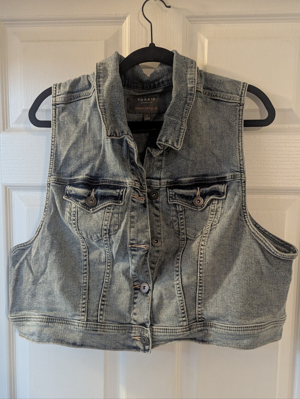 torrid Light Washed Denim Cropped Vest